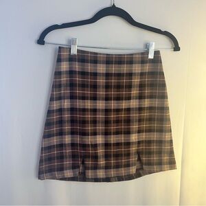 Gianni Bini Checkered Mini Skirt in Brown and Cream